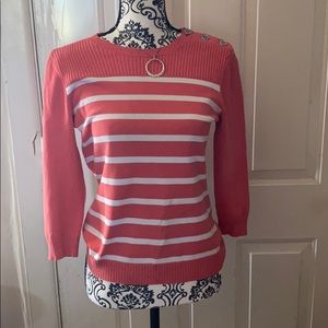 Lauren coral and white striped sweater